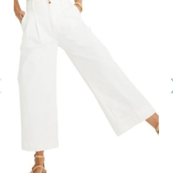 Madewell Pants - Madewell white HIGH WAIST CROP WIDE LEG PANTS